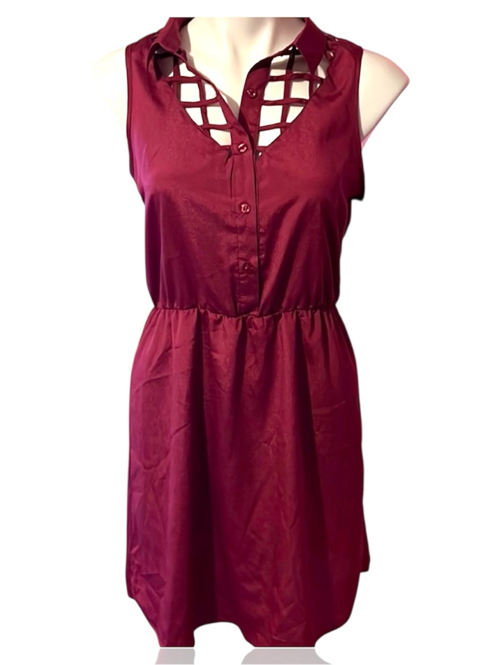 Material Girl Magenta Cut Out Lattice Design Sleeveless Dress